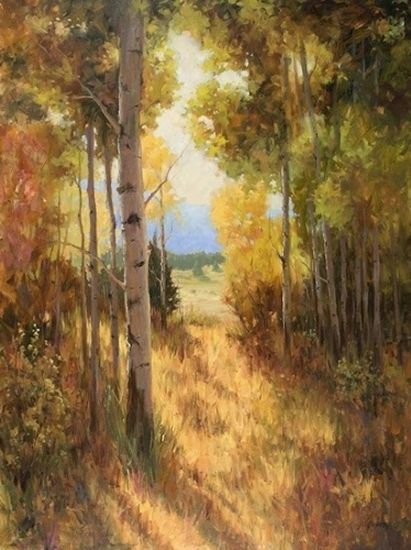 oil painting of autumn in the mountains.