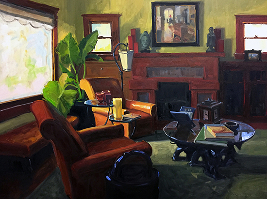 Oil Painting of an Interior - The Comfy Chair, 36 x 48", Oil, © Greg LaRock