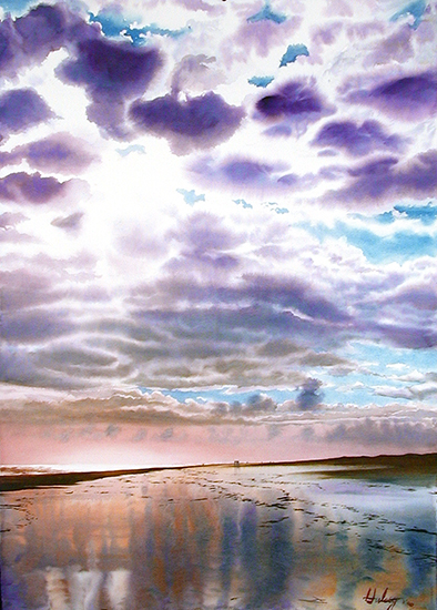 watercolor painting ocean