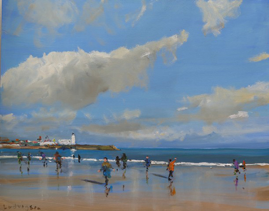 oil painting of ocean beach at Scarborough © Malcolm Ludvigsen