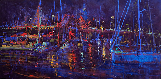 Summer Evening on Spa Creek, Annapolis, Plein Air, 12 x 24", © Maria Marino