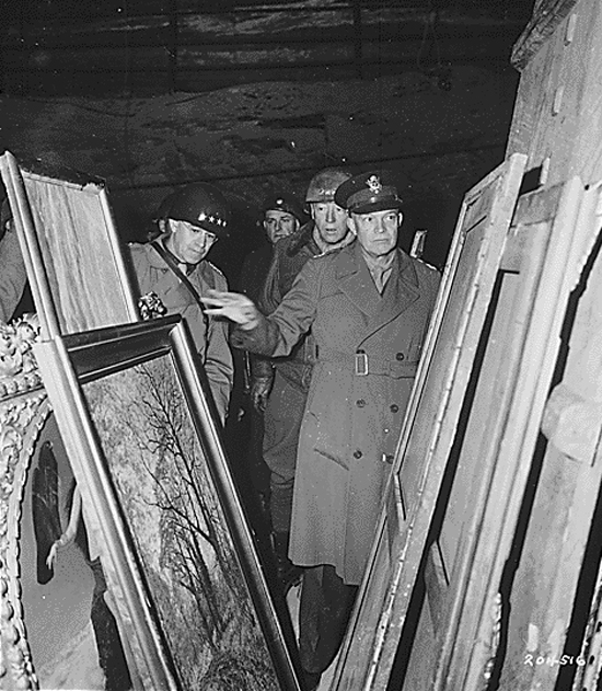 Photo of Eisenhower, Bradley and Patton Inspecting Stolen Artwork