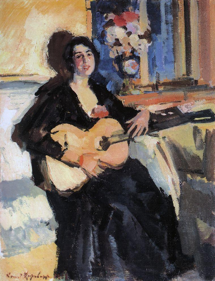 Oil Painting of a Lady with a Guitar, 1911, Konstantin Korovin.jpg