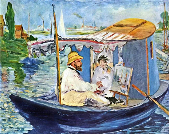 Monet Painting in His Studio Boat, 1874, Edouard Manet