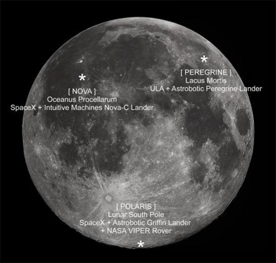 Moon Landing Sites for Lunar Codex Project