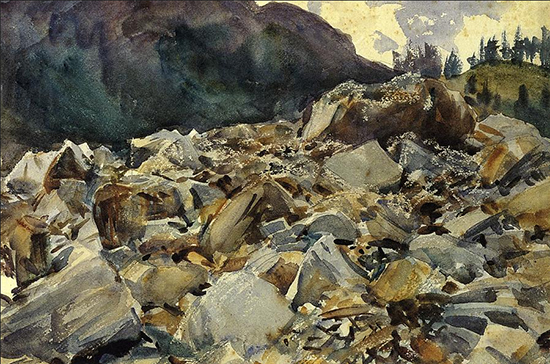 Purtud Alpine Scene and Boulders by John Singer Sargent