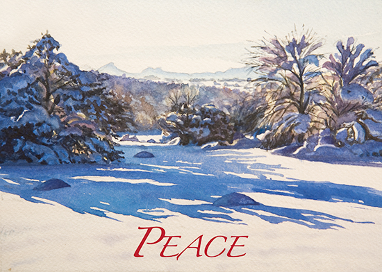 snowy landscape watercolor  by John Hulsey