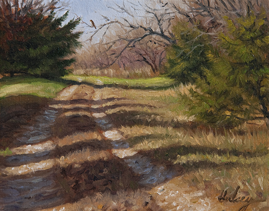 oil painting of country road by John Hulsey