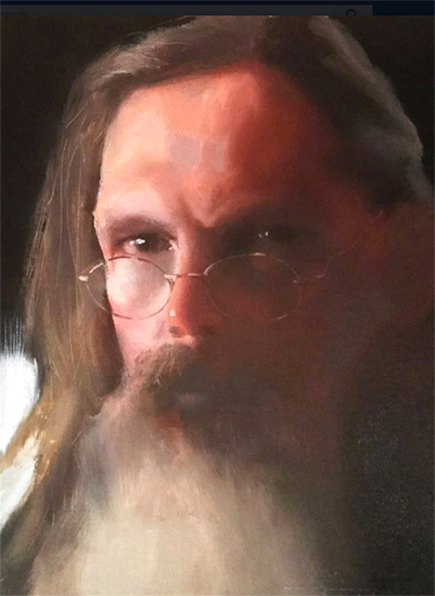 photo of oil painting portrait, The Scholar, © C.W. Mundy