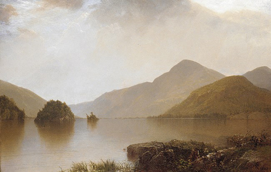 oil painting of mountain lake by John Frederick Kensett
