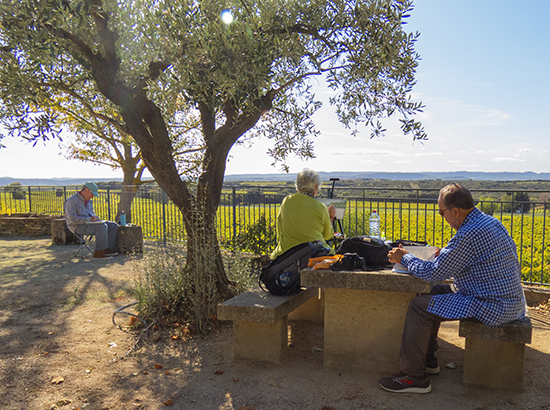 Photo of artists at Mont Redon winery, France.