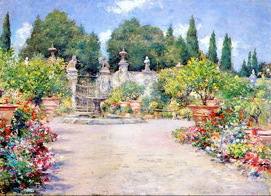 oil painting of an Italian Garden by william Merritt Chase