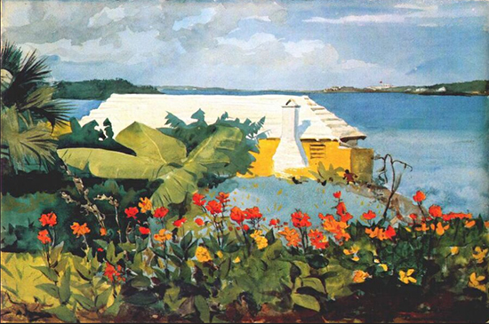 watercolor painting of house in Bermuda by Winslow Homer