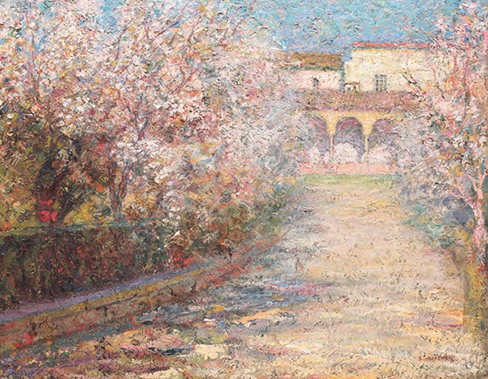 oil painting of gardens in Sevilla Spain by Samuel mutzner