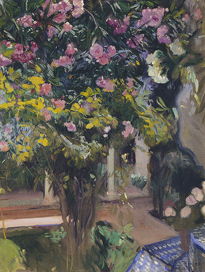 oil painting of Oleanders in a garden by Joaquin Sorolla
