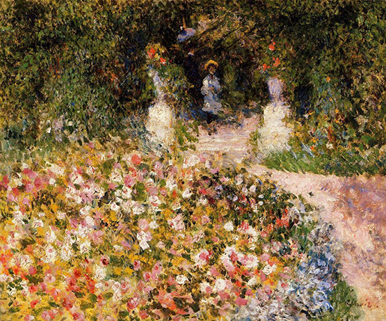 oil painting of woman in a garden Pierre Auguste Renoir