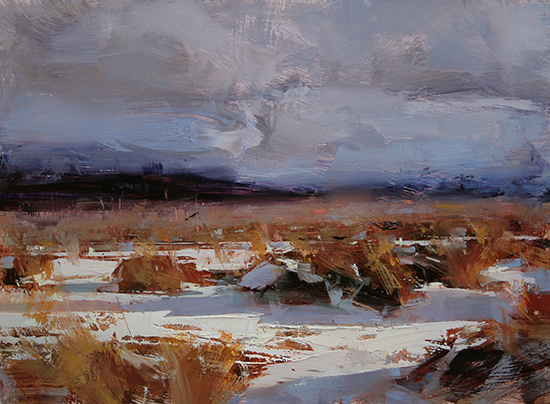 Oil Painting of Golden Winter, 12 x16, © Tibor Nagy