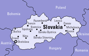 Map of Slovakia courtesy of http://www.fcsla.org/slovak.shtml