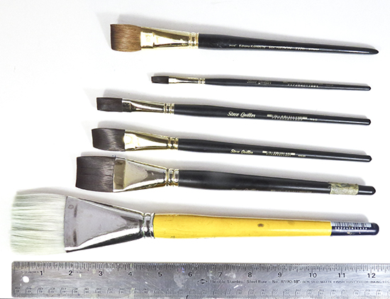 photo of flat watercolor brushes