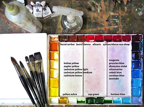 Photo of John Hulsey's watercolor palette